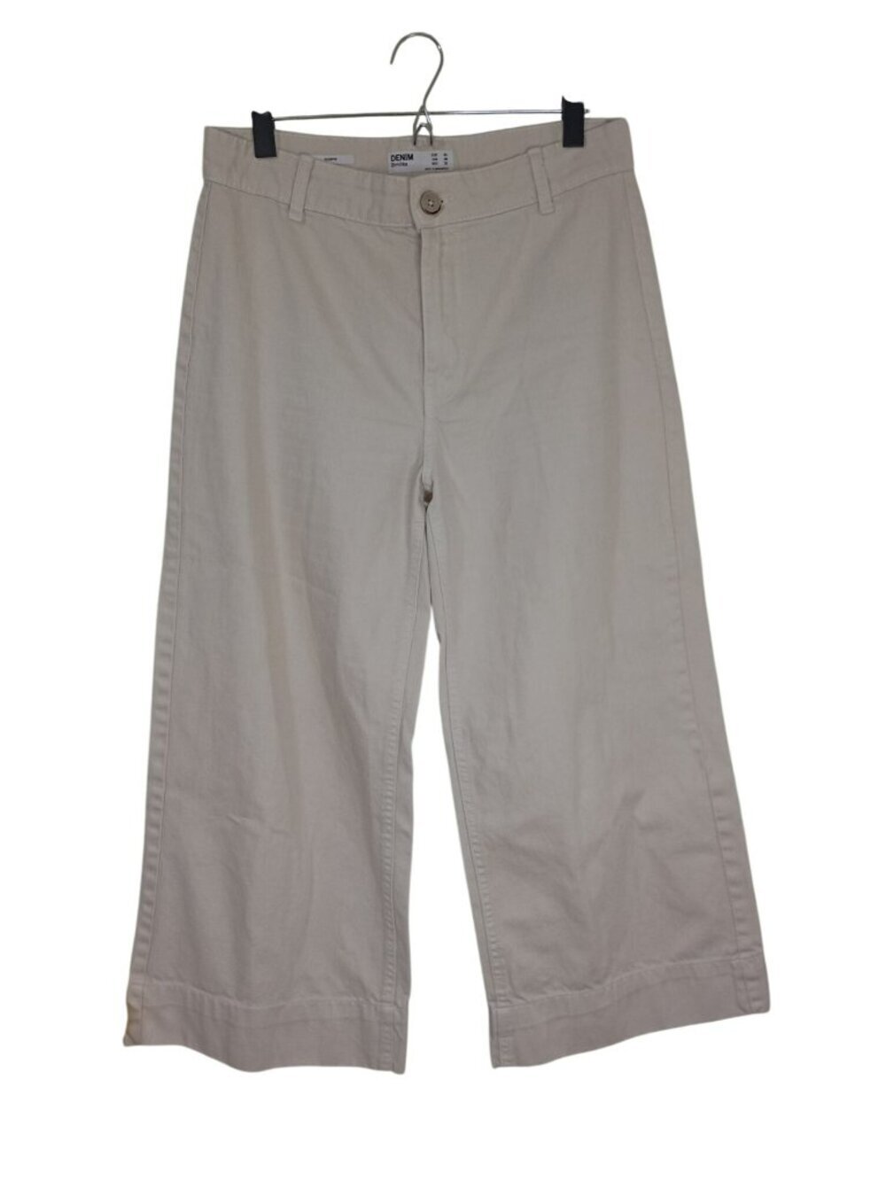 Bershka Cream Culotte Pants Wide-Leg Size (8) M 100% Cotton Denim Womens
